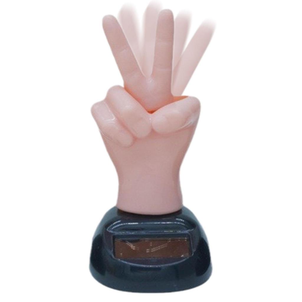 Middle Finger Car Decoration, Middle Finger Car Dashboard | Two Finger Shaking Solar Powered