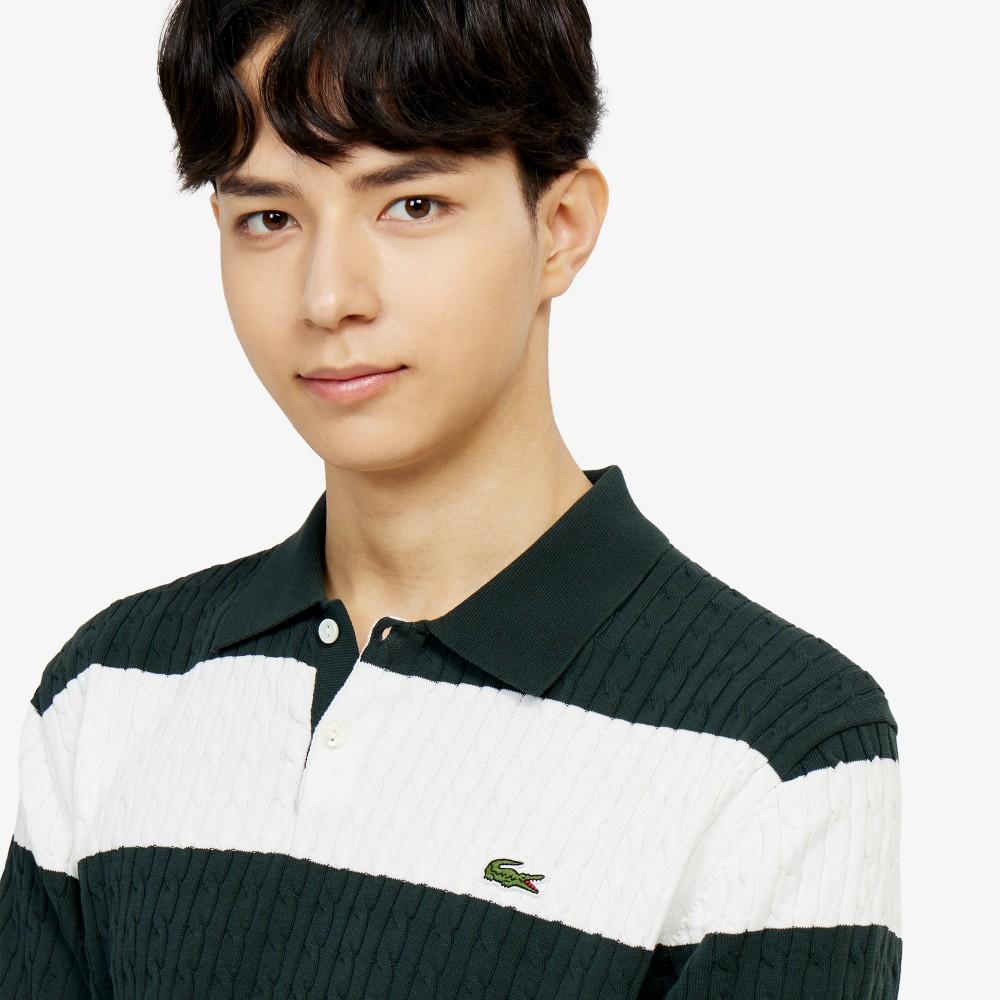 [Lacoste] Men's Cable Short Sleeve Sweater Polo Shirt PH368E-56G132