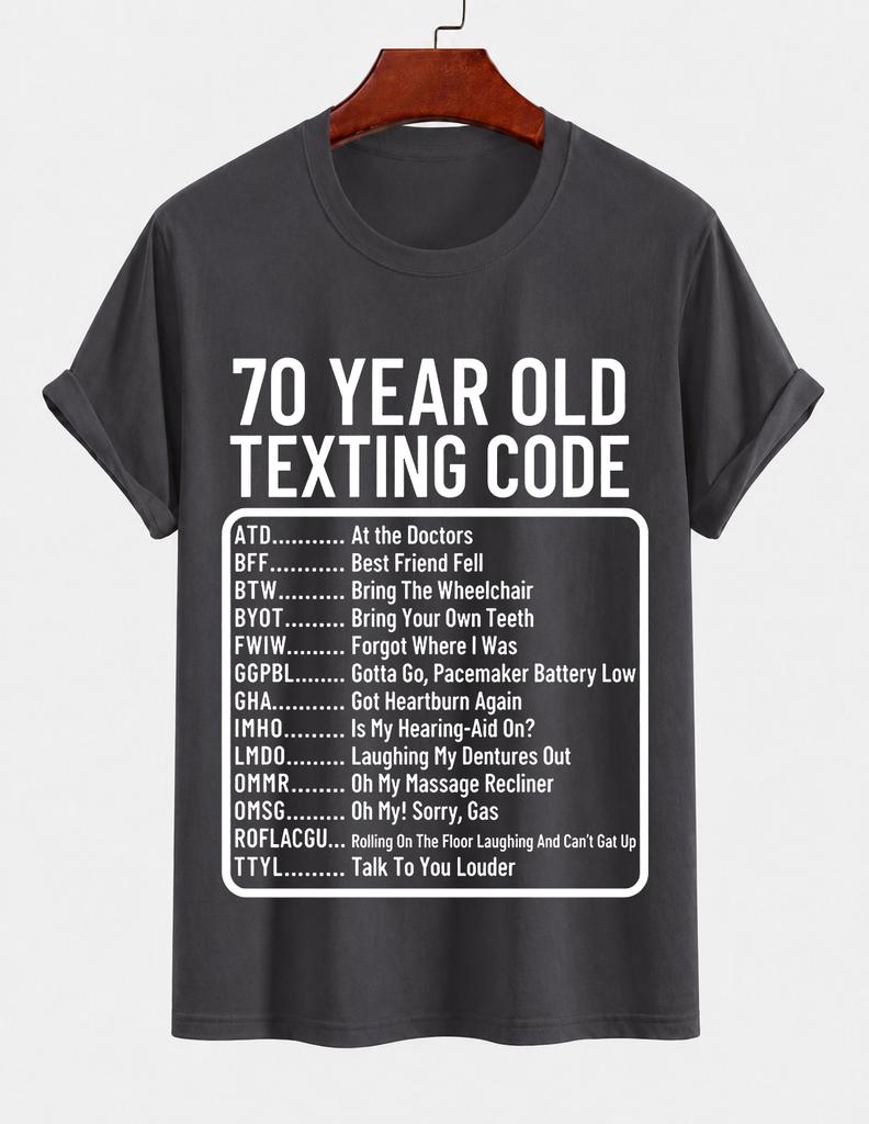 2026 New Pure Cotton Tshirt Elderly Humor Text Meme Print Tshirt Casual Crew Neck Short Sleeve Street Style Top