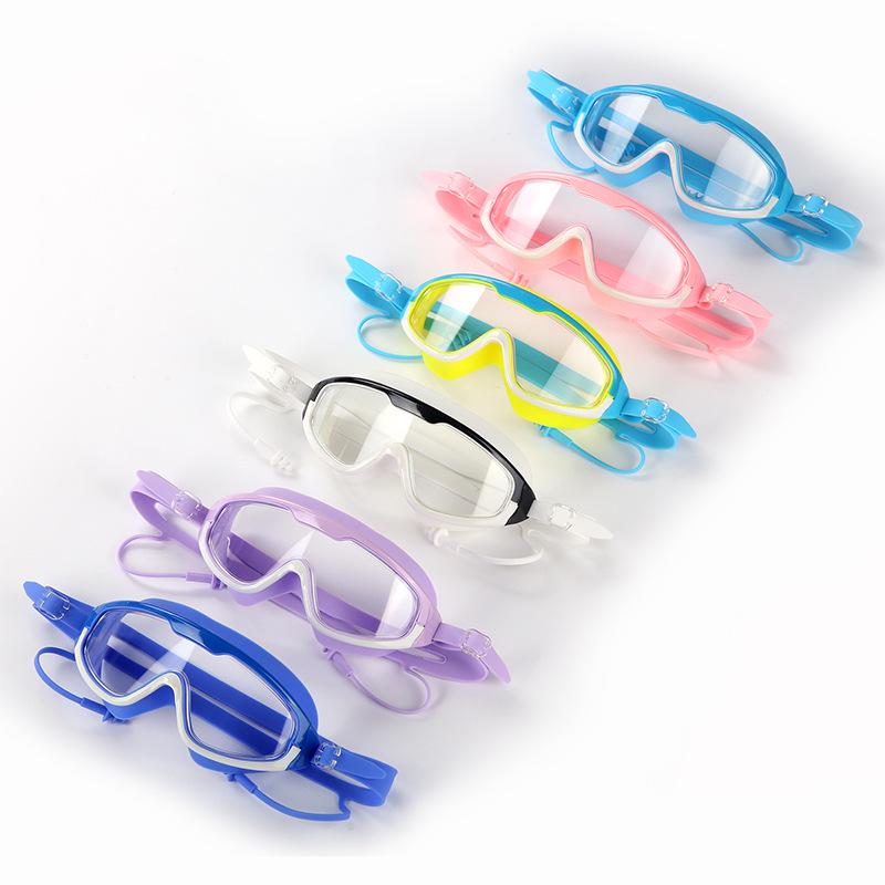 Детские водонепроницаемые противотуманные очки для плавания HD с большой оправой для мальчиков и девочек