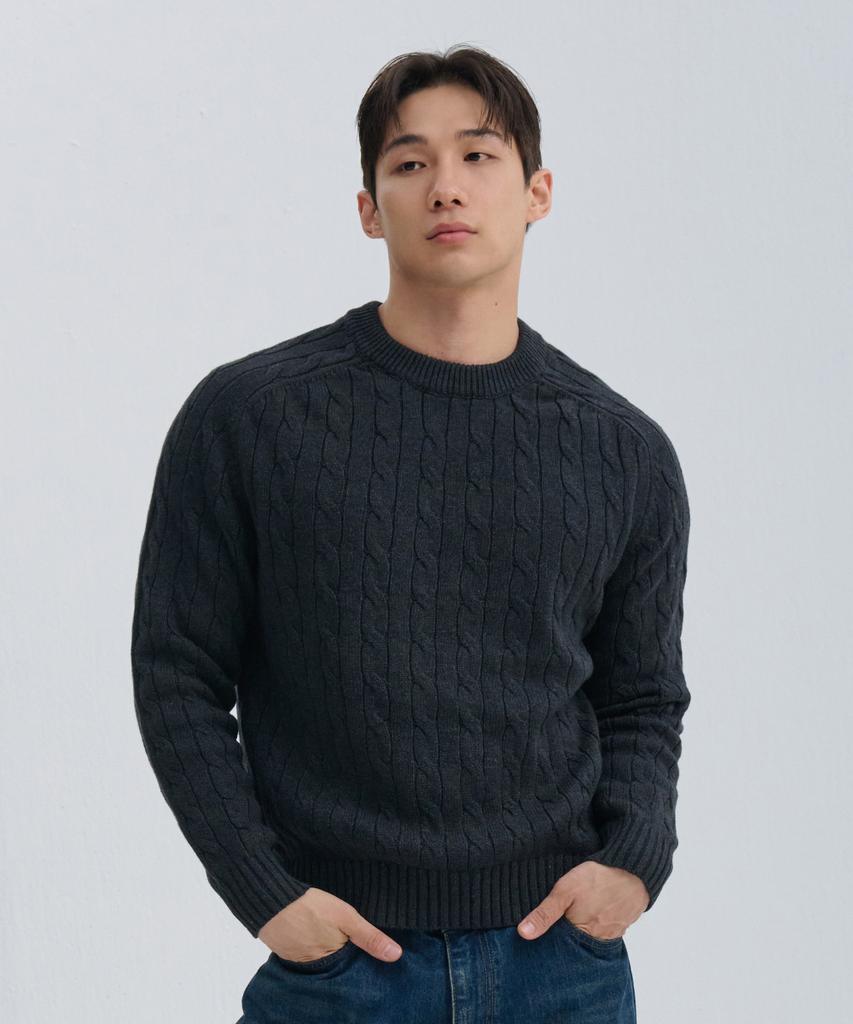 NINEZ Cable Crew Neck Muscle Knit (2 Colors)