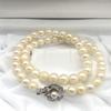 Ожерелье из жемчуга Акойя с высоким блеском Настоящие ювелирные изделия Розовый Бежевый Прибл.. 38 см / Прибл.. 7,0 мм–8,0 мм / 32,6 г Серебряная фурнитура
