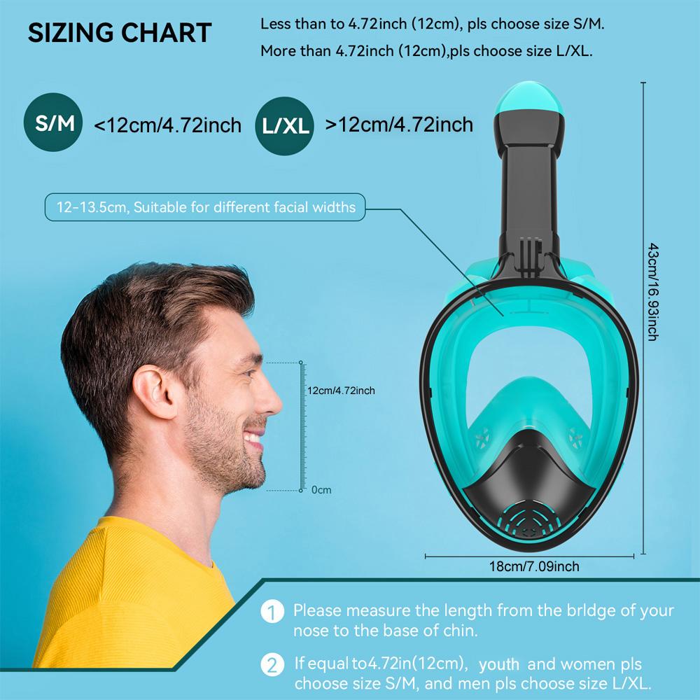 Professional Snorkeling Diving Mask Underwater Scuba Full Face Snorkel Mask Anti Fog Goggles for Kids Adult Swimming Equipment 3