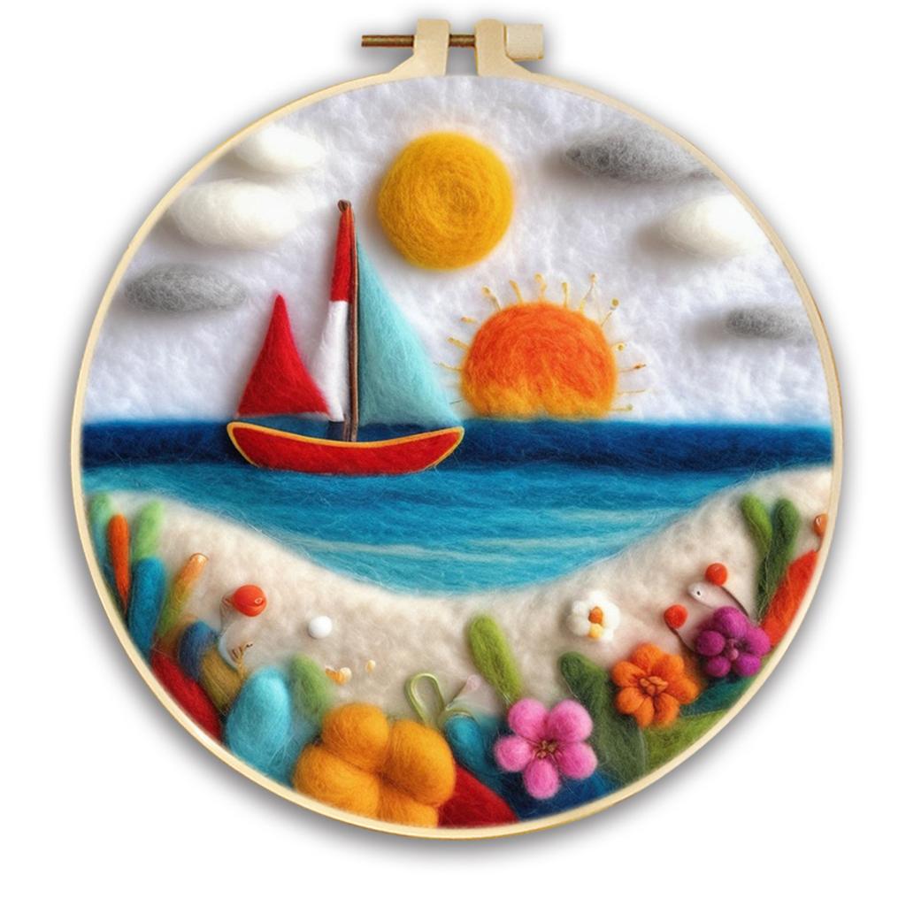 1 шт. Набор для вышивания с узором «Океан и горы», картина из фетра, подарок «Сделай сам»