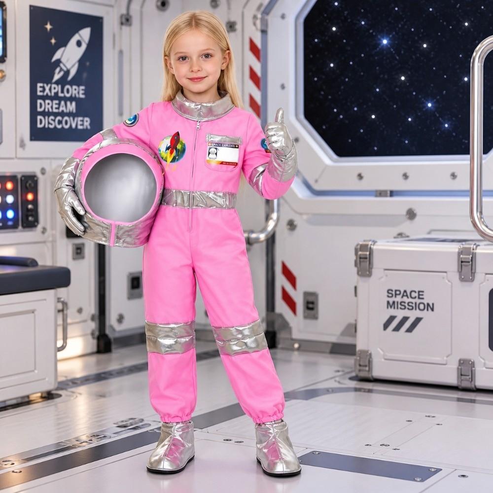 with Gloves Child  Spaceman Outfit with Cap Space Suit Rocket Jumpsuit  Stage Wear
