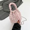 New Folded Bucket Bag Street Fashion Canvas Shoulder Bag Soft Texture Large Capacity Commuter Casual Puff Cloud Bag