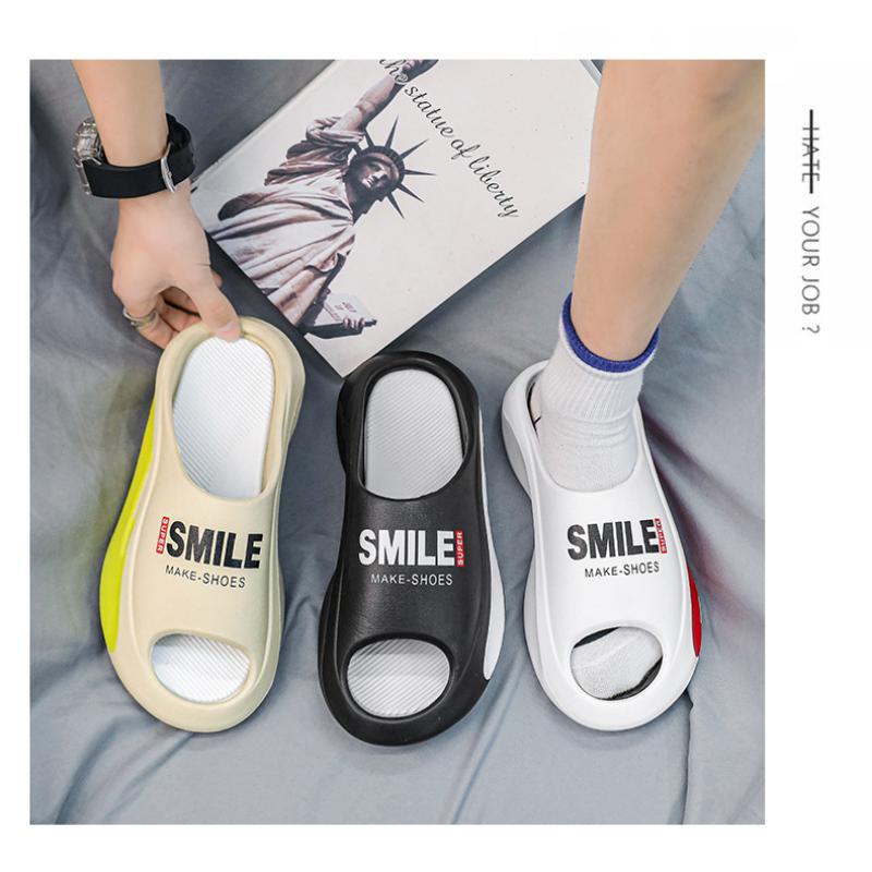 Мужские шлепанцы, летние новые стильные противоскользящие сандалии на толстой подошве с выемками, удобная повседневная пляжная обувь