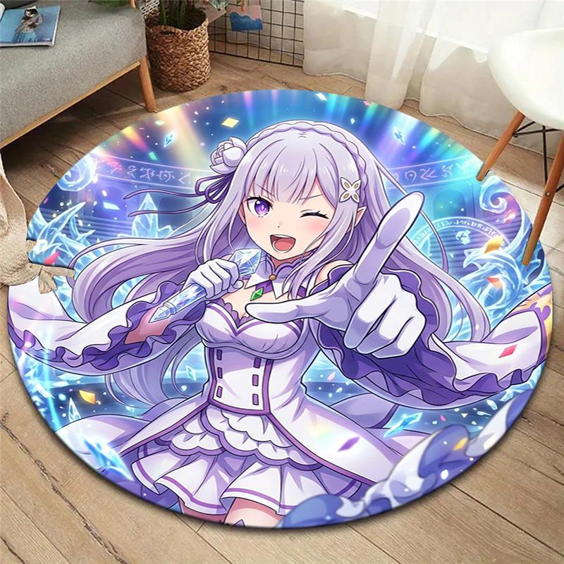 Re Zero Круглый ковер Ковер для гостиной спальни дивана игровой комнаты Декор Нескользящий коврик для пола