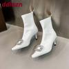 Fashion Silver Fashion Rhinestones Modern Women Ankle Boots Heels Footwear Party Ladies Short Stretch Boots Female Pumps Shoes