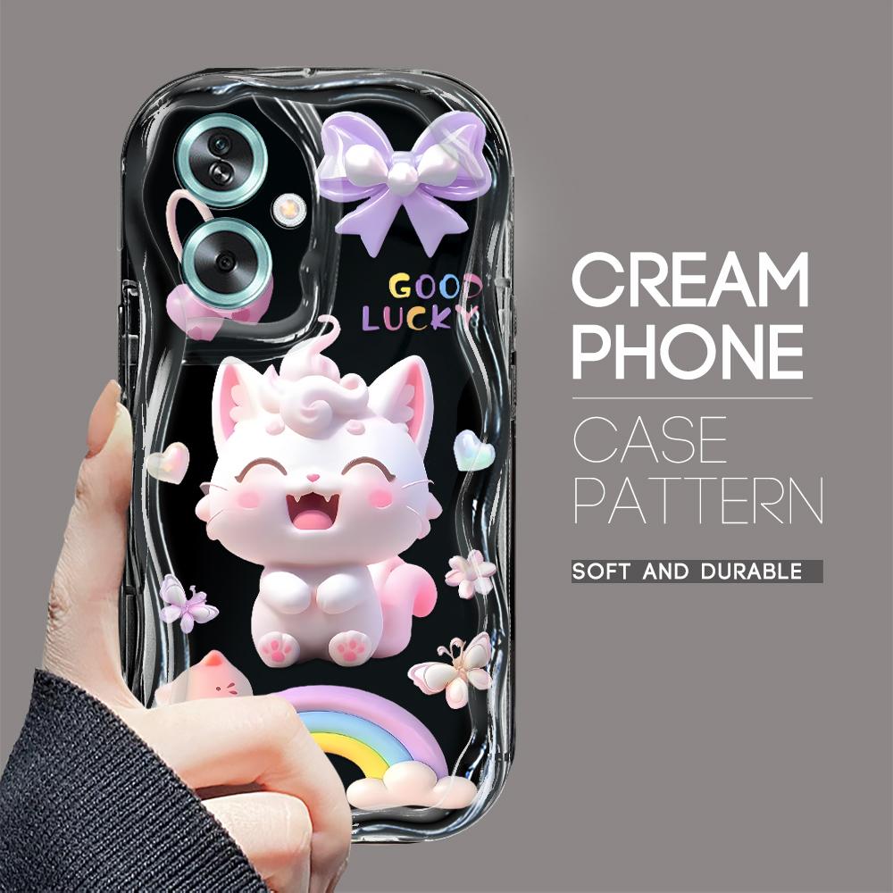 Милый мультяшный узор, кремовая текстура, мягкий силиконовый чехол с волнистыми краями, чехол для телефона для OPPO Reno Realme