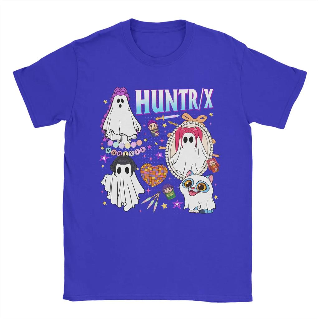 Men's KPop Devil Hunter Ghost Halloween Harajuku pattern printed 100% pure cotton round-neck short-sleeved T-shirt