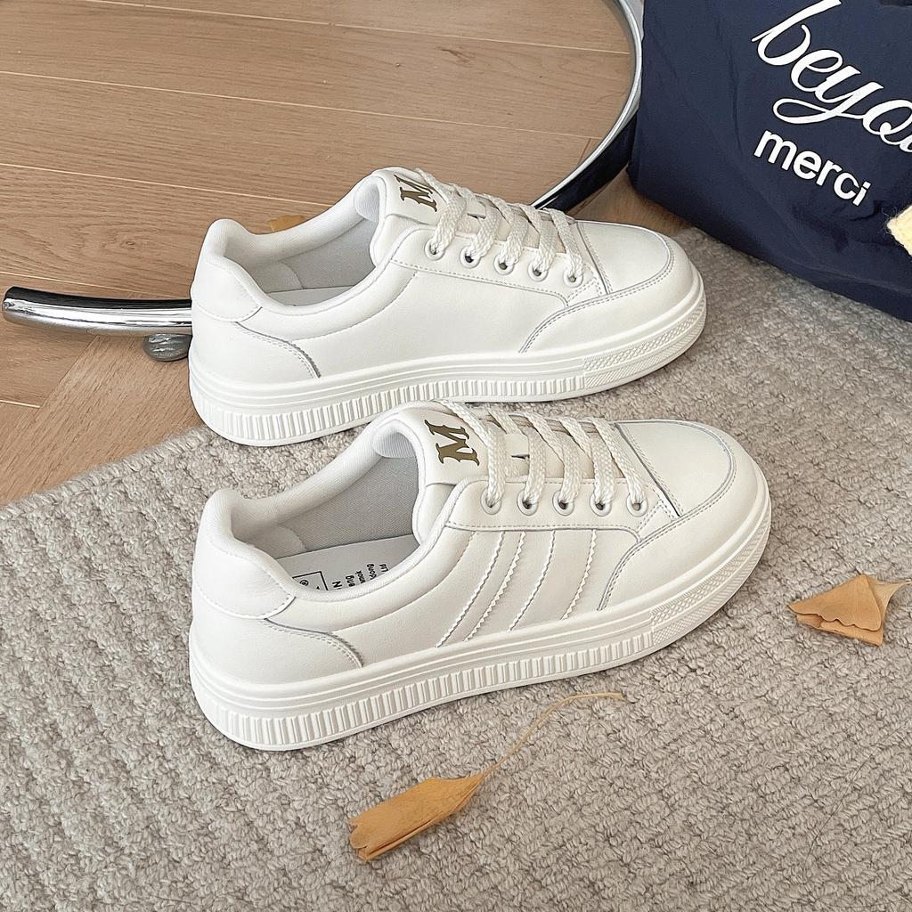 Fashion Versatile Color Matching Little White Shoes Women's Autumn 2024 New Comfortable and Lightweight Flat-bottomed Casual Sports Shoes