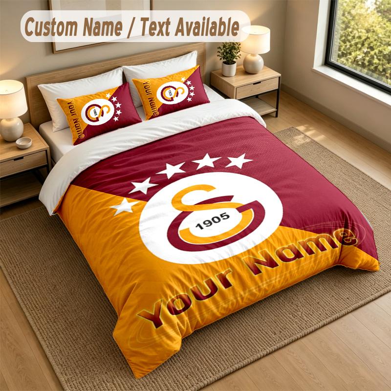 3Pcs Bedding Set Custom Name Text, 1 Sheet 2 Pillowcases Home Bed DecorGalatasaray FC
