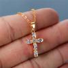 2021 Fashion Glitter Women Sexy Party AAA Zircon CZ Stone Girl Cross Pendant Necklace Chain for Women