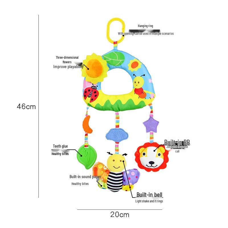 Rainbow Leaves Baby Crib Mobile & Plush Animal Rattle Toy