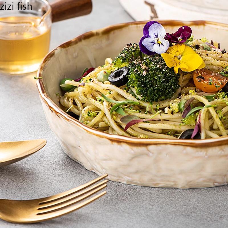 Керамическая глубокая тарелка для супа в печи, миска для салата, миска для пасты, ресторанная особая посуда для молекулярной кухни