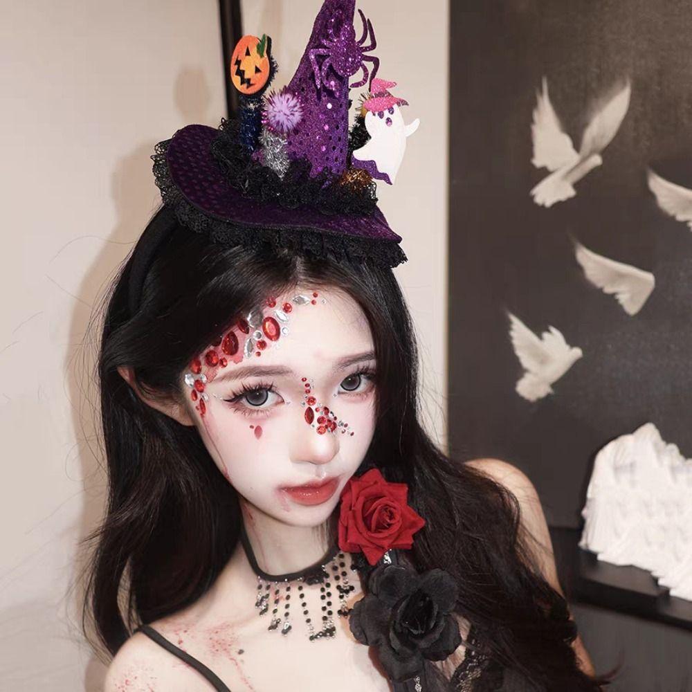 Ghost Halloween Party Hair Band Pumpkin Cone Hat Hair Hoop Cute Halloween Witch Hat Headband Lady