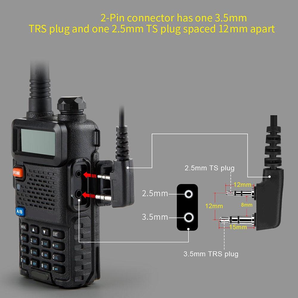 2 Pin Walkie Talkie Earpiece Headset Earphone For BAOFENG/BAOJIE/WEIERWEI Radio