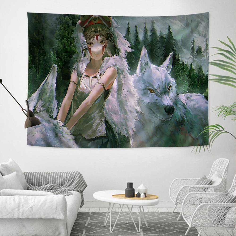 Аниме P-Princess M-Mononoke Цветной Гобелен Настенный Бохо Гобелены Настенные Листы Мандалы