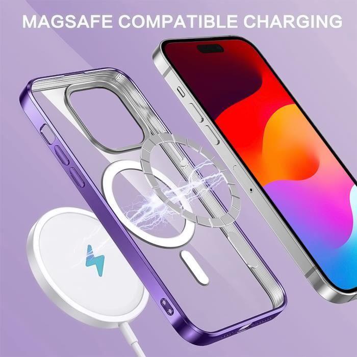 Coque pour iPhone 15 - Protection Antichoc - Chromé Violet - Cercle Magnétique - Souple - Silicone