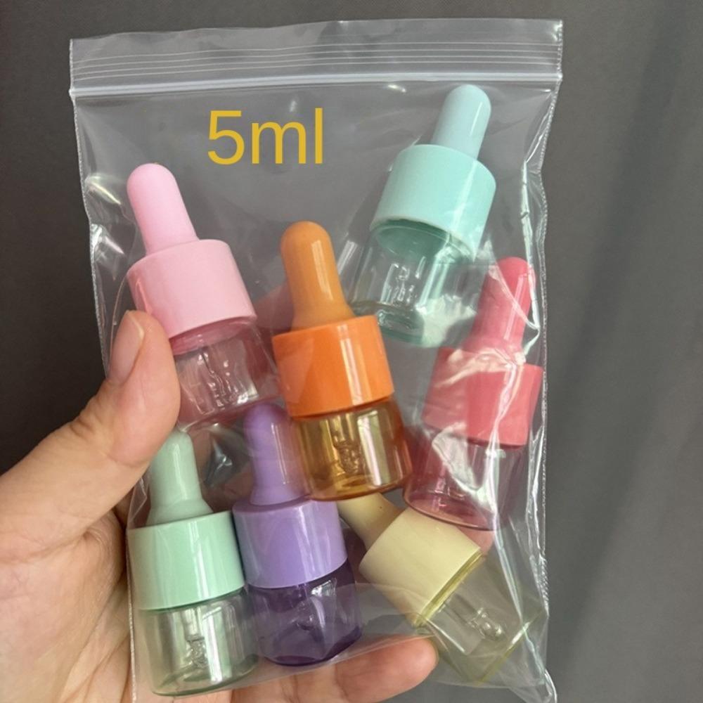 7pcs/set 5/10ml Essential Oil Bottle Glass Perfume Container Vials Mini Dropper Bottle For Cosmetic