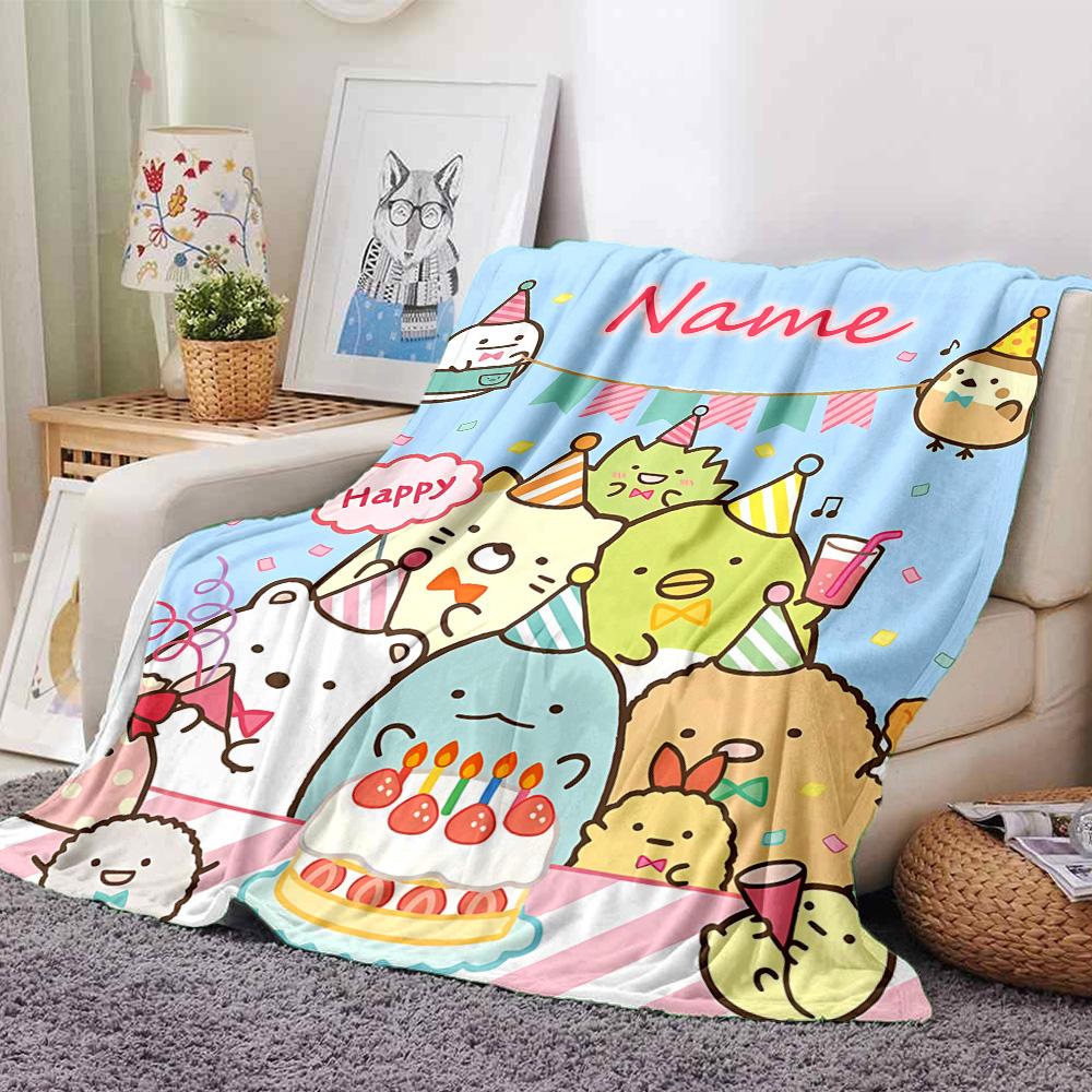 Customiz Name Personality Sumikko Gurashi Blanket Soft &Warm Sofa Office Bed Travel Lunch Break Blanket, Gift Suitable All Seasons
