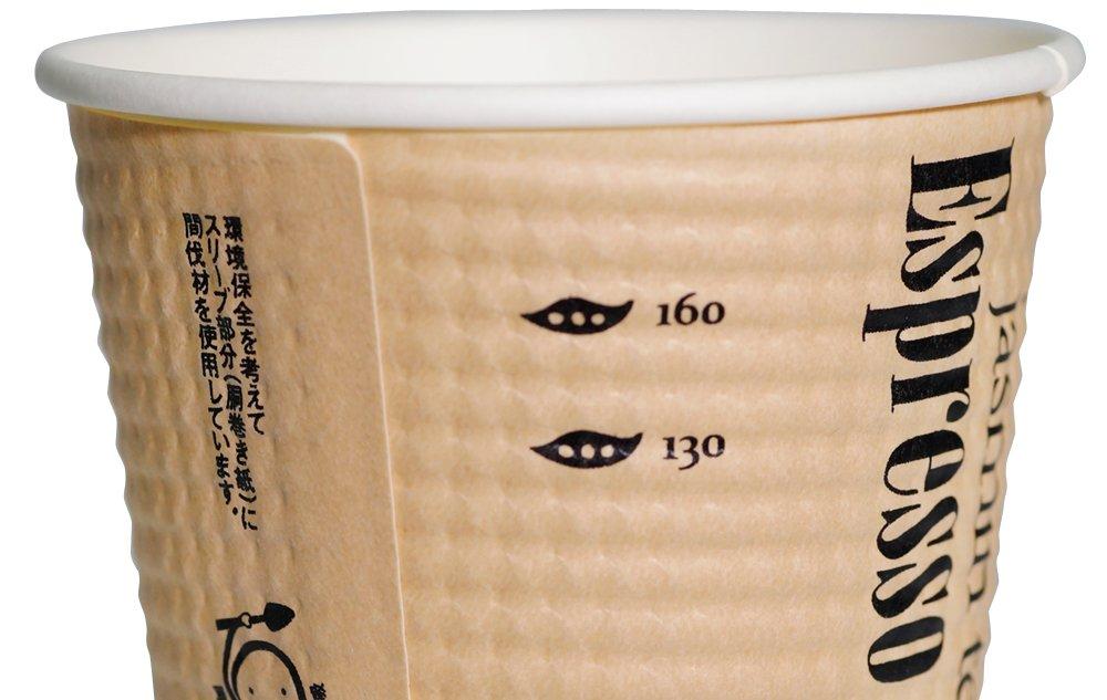 Коммерческие термоизолированные бумажные стаканы, 210 мл, упаковка 50 штук, тисненые, Hallmark Cafe, градуировка объема, 3 цвета (застекленный), Сделано в Японии, C2150EC