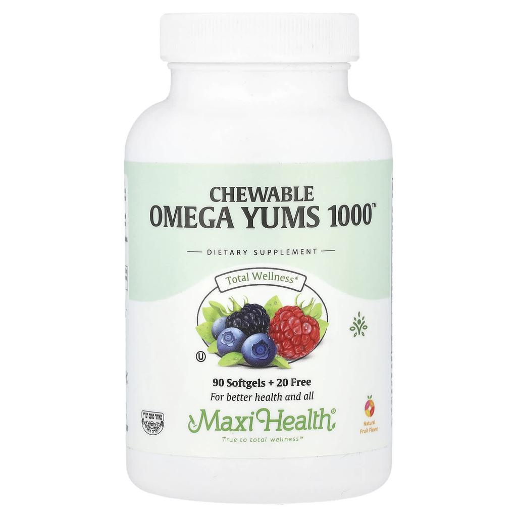Maxi Health Жевательные Омега Ямс 1000™, Натуральный Фрукт, 110 Мягких Капсул