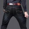 Модные мужские повседневные прямые джинсы средней талии, эластичные, удобные, длинные брюки