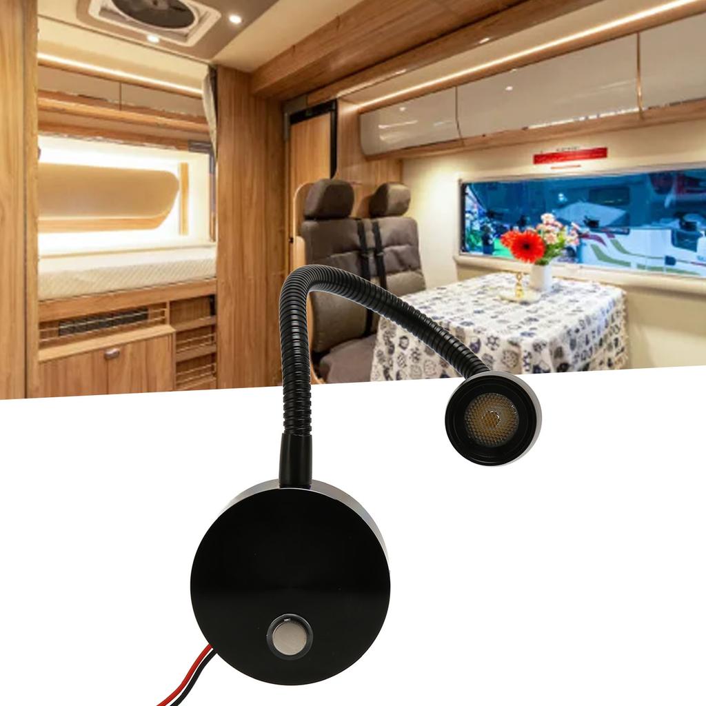 Светодиодная лампа для кровати RV на гибкой ножке с портом USB, портом Type-C, сенсорным управлением 12-24 В, мягкий свет, лампа для чтения у кровати RV для фургона, лодки