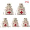 2/5Pcs Wedding Favor Holder Bag Hangover Kit Bags For Guests Gift Red Cross Cotton Linen Pouches Festival Event Party Supplies