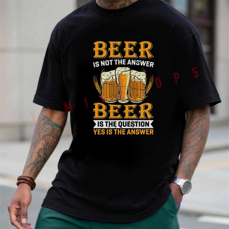 Craft Beer Funny Graphic Motorcycle Men T-Shirt Cotton O-neck Short Sleeve Hip Hop Streetwear T