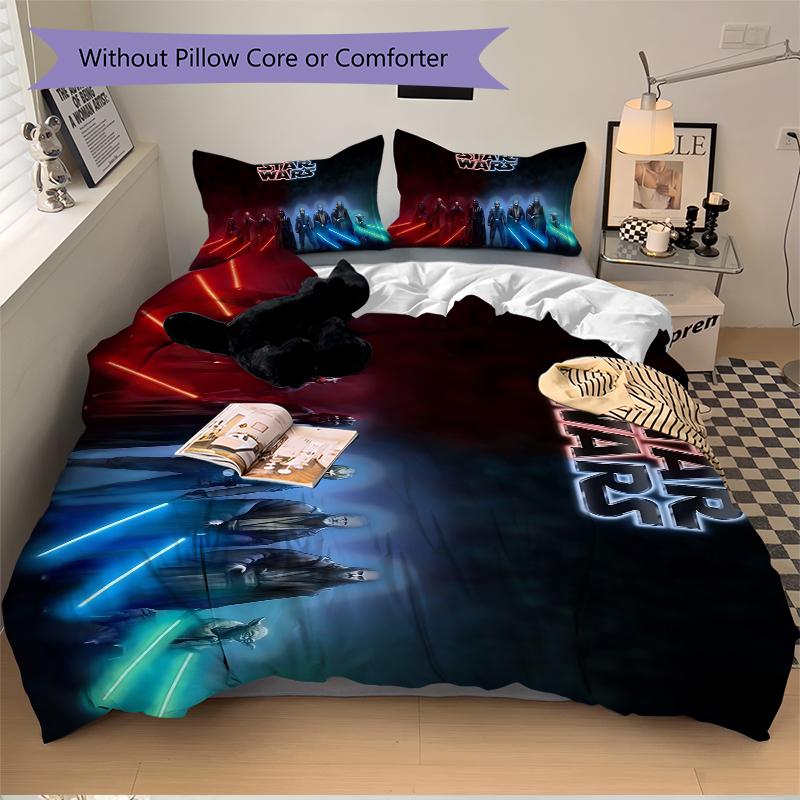 3Pcs Star Wars Lightsaber Battle Bedding Set Soft Fabric Duvet Cover Pillowcases Home Xmas Halloween Gift 1 Duvet Cover 2 Pillowcase S1612