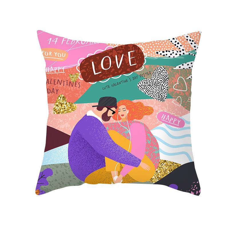 Valentine'S Day Throw Pillow Cover For Home Sofa Armrest Cover Short Plush Printed Cushion Cover For Living Room And Bedroom