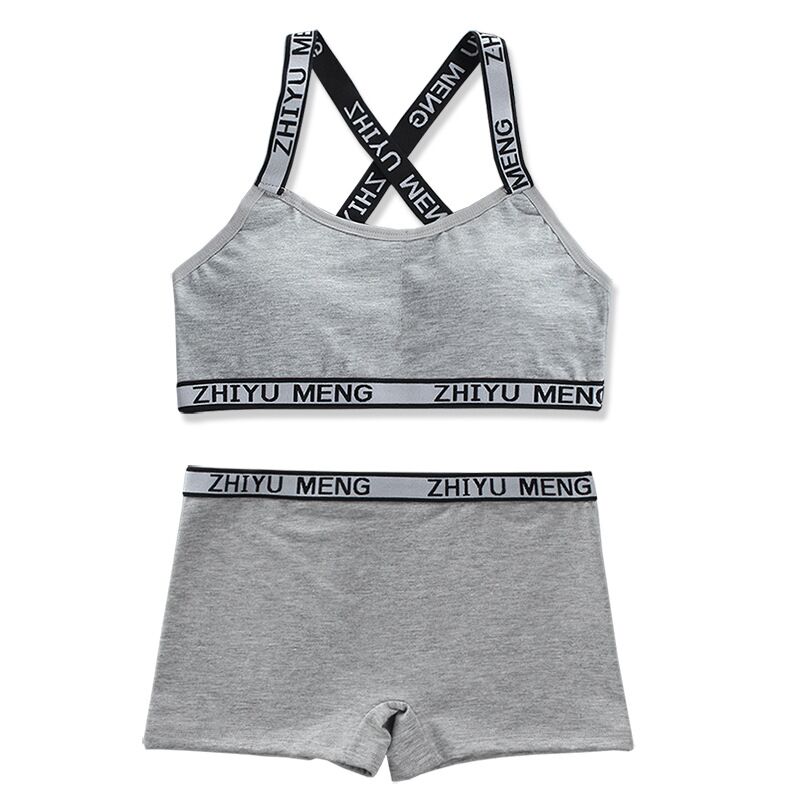 Нижнее белье для девочек-подростков Комплект бюстгальтера с мягкой подкладкой из хлопка с буквенным принтом для молодых девушек для занятий йогой, спортом, бегом