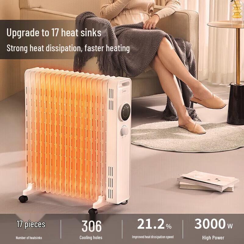Midea Home Electric Oil Heater with Drying Rack CN plug (adapter included)