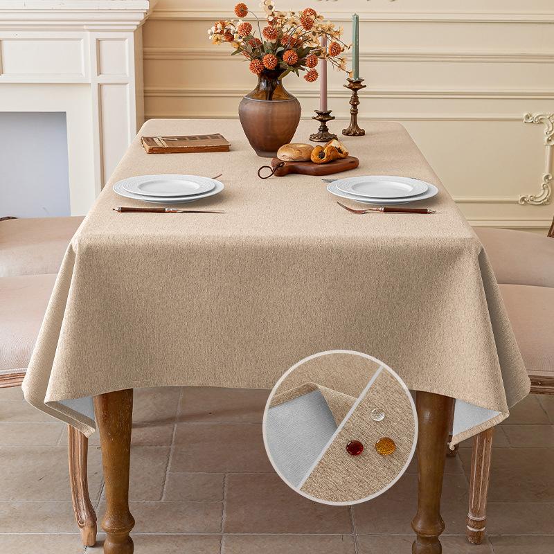 Faux Linen Rustic Reusable Rectangular Table Cloth Cover for Dining Waterproof Waterproof No-wash Dust-proof Coffee Table Cloth