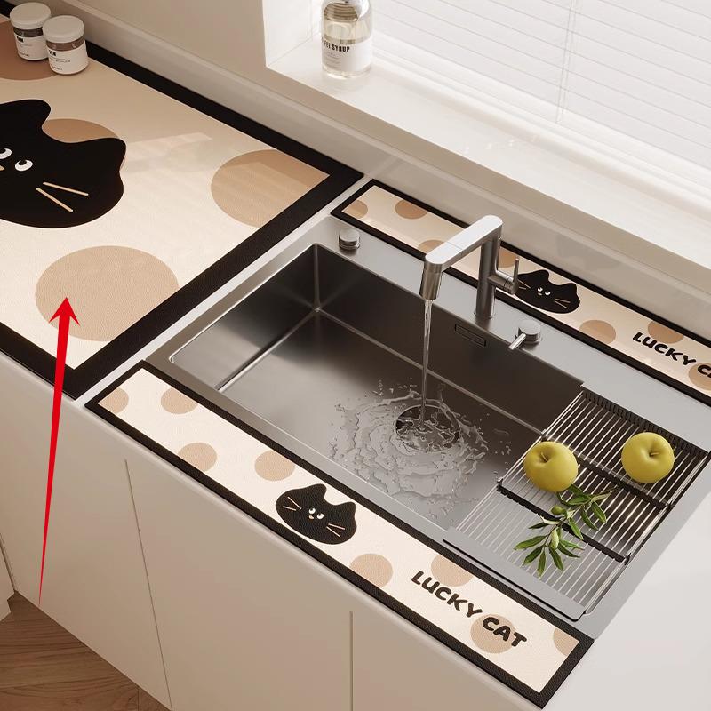 3 шт. Кухонный смеситель Диатомовая земля Пробка для воды Коврик для слива Впитывающий коврик для столешницы в ванной Длинная узкая подставка-костер