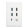6 Port Wall Plate 2xHD Multimedia Interface 2xUSB3.0 1xType C 1xCat6 Ethernet Wall Plate for TV Projector Computer