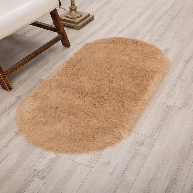 Овальные ковры из искусственной шерсти, мягкие плюшевые, пушистые коврики из искусственной овчины, пушистые коврики для спальни для девочек, прикроватные тумбочки, украшение для дома, белые меховые коврики