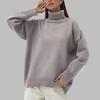 Women Sweater Tops High Collar Long Sleeve Solid Color Loose Fit Knitting Tops Autumn Winter Pullover Tops Daily Wear