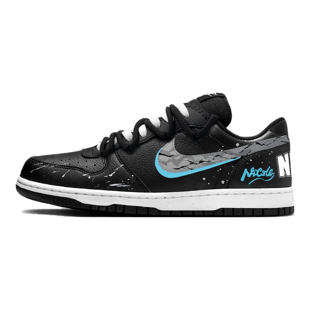 Nike Большая Темная Ночь Аврора Кожаные Низкие Кеды для Скейтборда Мужские Черные 355152-016(Команда1004-)