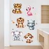 Jungle Animal Wall Sticker Elephant Monkey Tiger Panda Dog Cat Self Adhesive Removable Decal for Kids Room Nursery Living Room Bedroom Decor