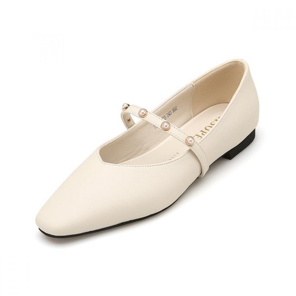 Misope Women Pearl Decor Flat Shoes 1.5cm 012235703