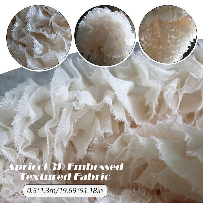 3D Apricot Relief Jacquard Fabric Embossed Textured Silhouette Dress Diy Sewing Skirt Clothing Designer Material By The Meter