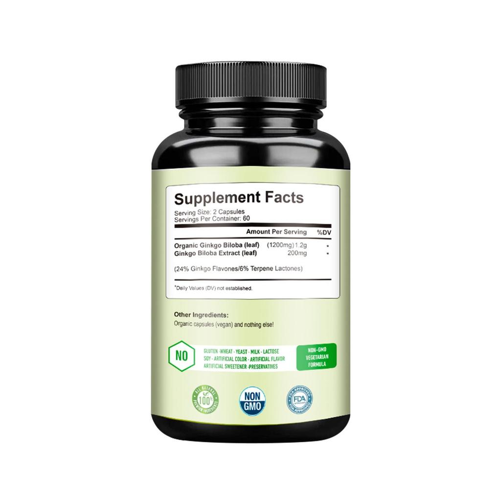 Ginkgo Biloba - Brain Health, Mind & Memory Circulation, Metabolism Booster