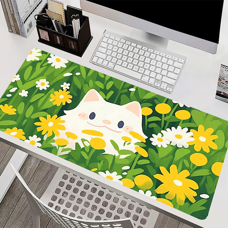 Flower Cat Mouse Pad Extended Gamer Desk mat PC Computer Keyboard Pad Healing Rubber table mat kawaii Carpet Large xxl mousepad