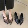 Retro Pointed Single Shoes Women's 2025 Summer New Temperament Word with Korean Version of Casual Low-heeled Shallow Mouth Mary Jane Shoes