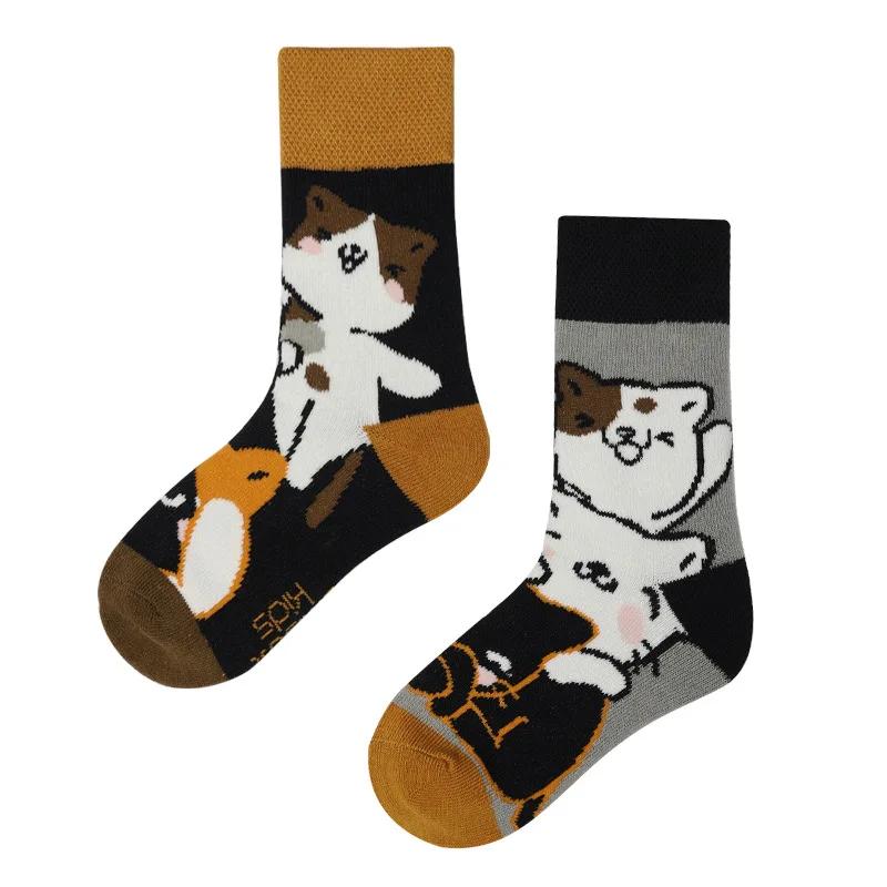 AB Новые детские носки в стиле родитель-ребенок для мальчиков и девочек, красочные, милые, мультяшные, модные, спортивные, детские, средней длины, хлопковые