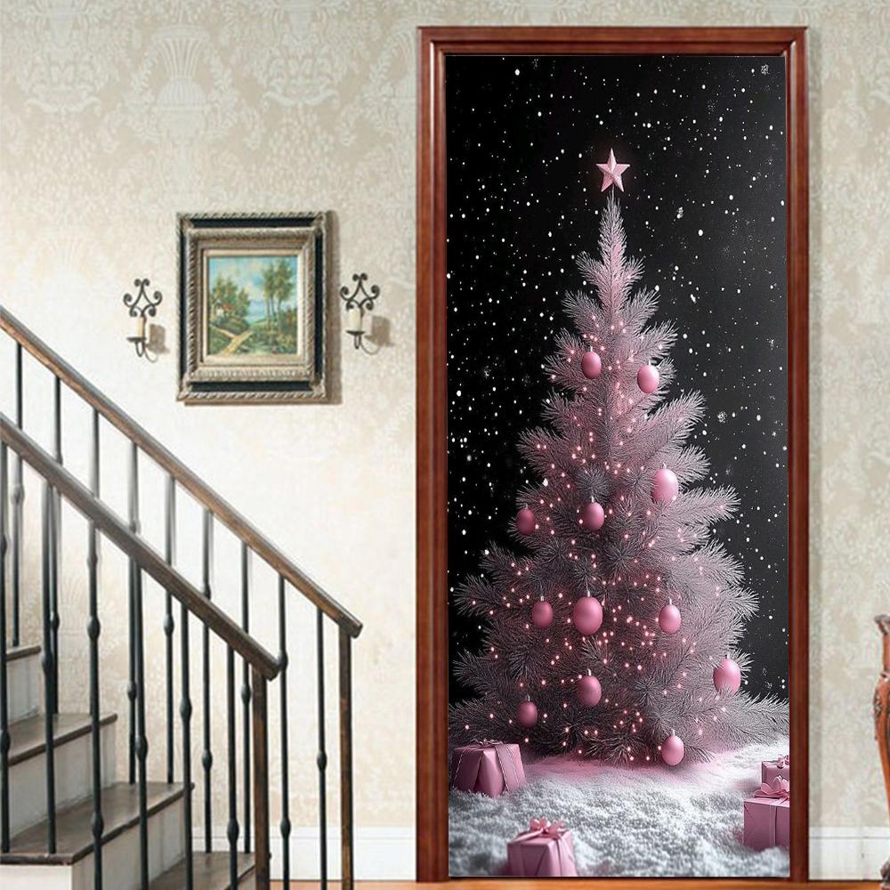 Рождественский Дед Мороз ПВХ Самоклеящаяся Водонепроницаемая Наклейка на Дверь Современная Имитация Фреска Обои Гостиная Кабинет Домашний Декор Искусство Постер на Дверь